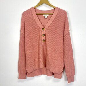 Rachel Zoe Pink Knit V Neck Sweater